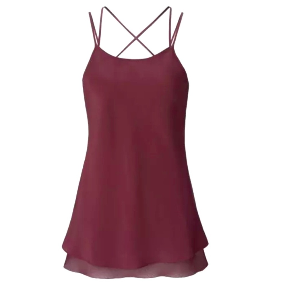 Olivia Palermo Chelsea 28 strappy burgundy silk camisole top blouse